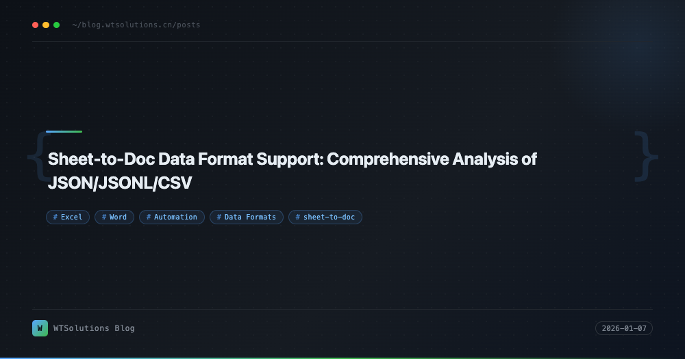Sheet-to-Doc Data Format Support: Comprehensive Analysis of JSON/JSONL/CSV